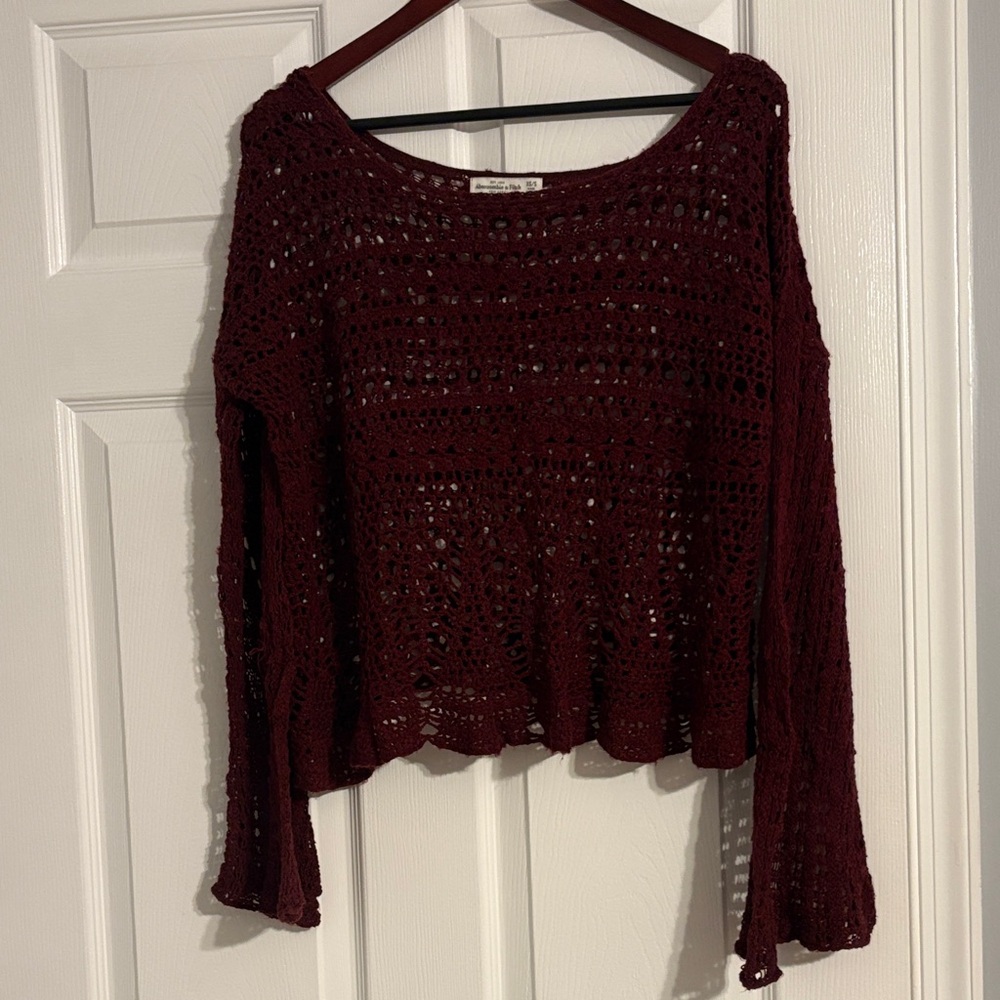 Abercrombie & Fitch Maroon Crochet Sweater